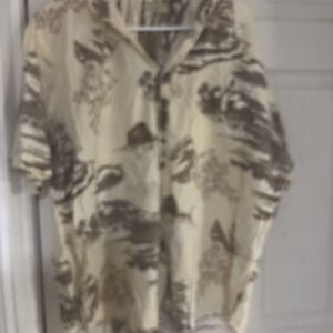 Royal Palm Men's Fishing Shirt Graphics Button Up Short Sleeve Size XL 46-48